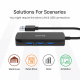 Unitek Adapter provides with 3 USB 3.0 ports / along with an Ethernet port / USB primary input 