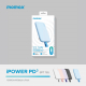 بطارية momax iPower PD 3 سعة 10 الاف mAh / نحيفة / شحن سريع / مع واير تايب سي مدمج / ابيض