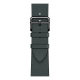 Apple Watch Hermes Strap / Leather with Steel / Vert Cypress / Size 45