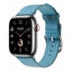 Hermes Edition Apple Watch Series 9 / Single Tour Woven Nylon Strap / Bleu Celeste / Size 41
