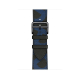 ساعة ابل Hermes الجيل ال 7 / ستيل اسود / سير جلد Noir Bleu Electrique / حجم 41