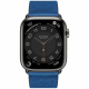 ساعة ابل Hermes الجيل ال 9 / سير جلد Bleu de France / حجم 45