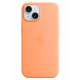 Original Apple Silicone Case for iPhone 15 / Supports MagSafe / Orange Sorbet Color