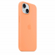 Original Apple Silicone Case for iPhone 15 Plus / Supports MagSafe / Orange Sorbet