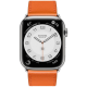 ساعة ابل Hermes الجيل ال 7 / سير جلد برتقالي / حجم 45