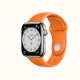 ساعة ابل Hermes الجيل ال 8 / سير Jumping Kraft برتقالي / حجم 45