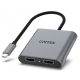 Unitek Adapter Converts USB-C To Dual HDMI Ports / Supports 4K Resolution at 60Hz / 15 Cm