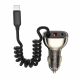 WiWU Car Charger / Provides Type-C & USB Ports / Built-in Lightning Cable / 90W Power