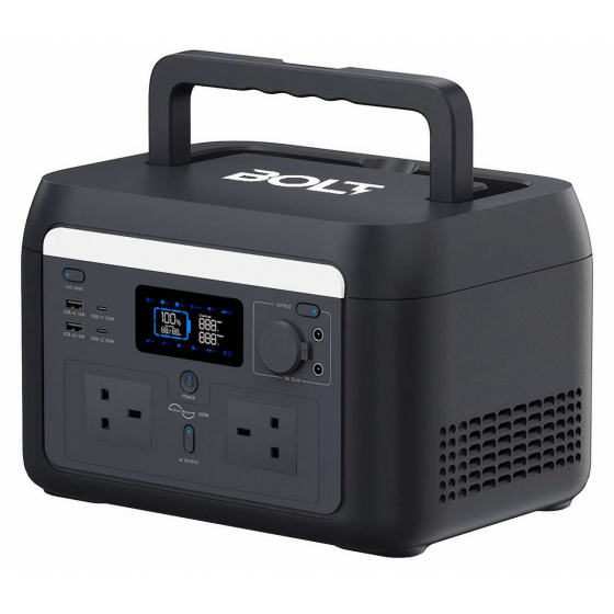 Bolt Power Station 600W / Portable and Practical / 3 AC Outlets and USB Ports / Built-in Flashlight