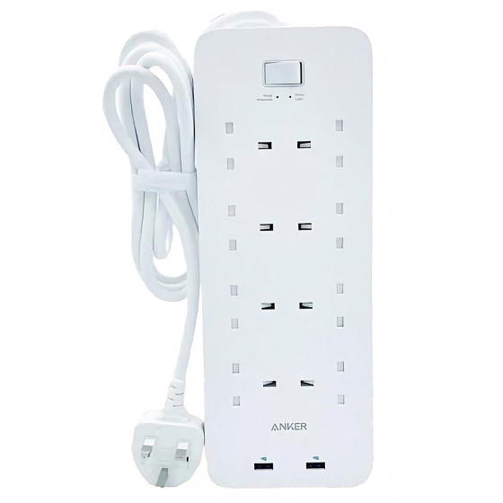 Anker 342 Extension Cord / 8 AC & 2 USB Ports / Powers 10 Devices