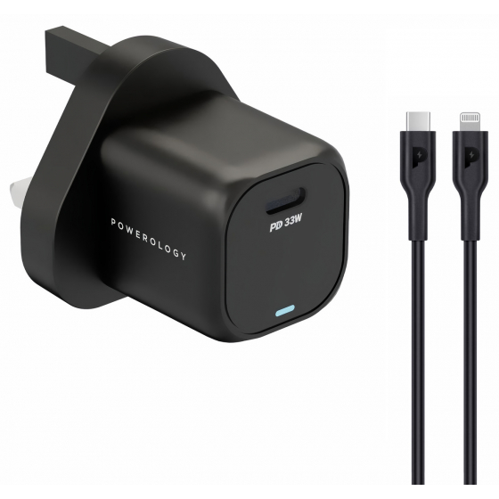 Powerology Charging Bundle / 33W GaN PD Charger & 1.2 meter USB-C to Lightning Cable