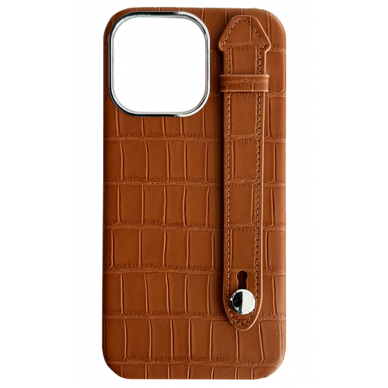 Double A iPhone 14 Pro Max Leather Case / Qatari Brand / Built in Handle / Brown