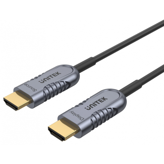 واير HDMI 2.1 من Unitek / فيه تقنية الياف ضوئية / يدعم دقة 8K / طول 15 متر