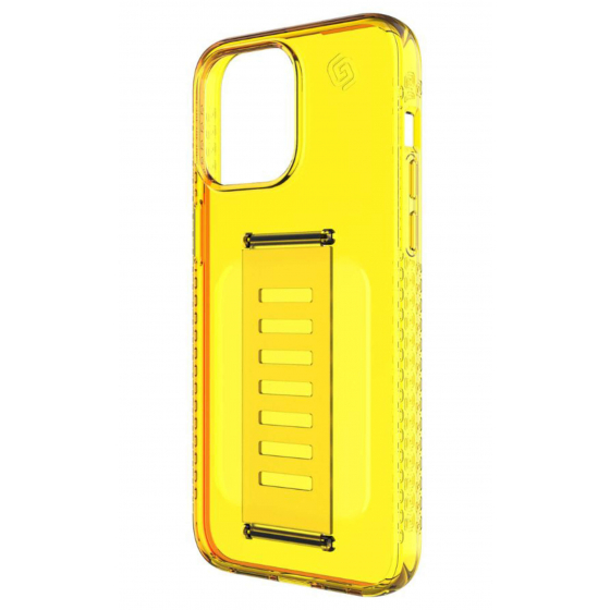 Grip2u Slim Case for iPhone 15 Pro / With Built-In Grip / Slim Version / Transparent Yellow