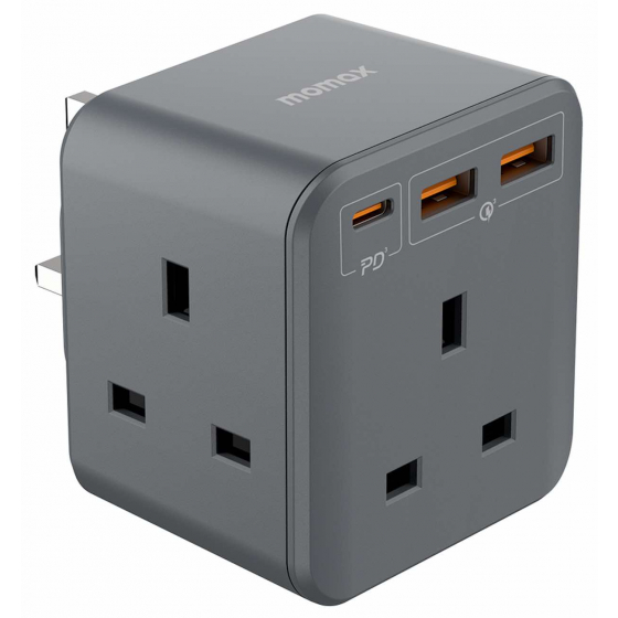 Momax OnePlug PD Power Strip / 3 Outlet / 3 USB Ports / Grey