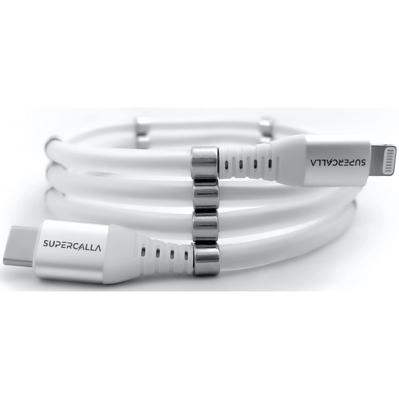 SuperCalla Magnetic USB-C to Lightning Cable / Apple Certified / 1 meter / White