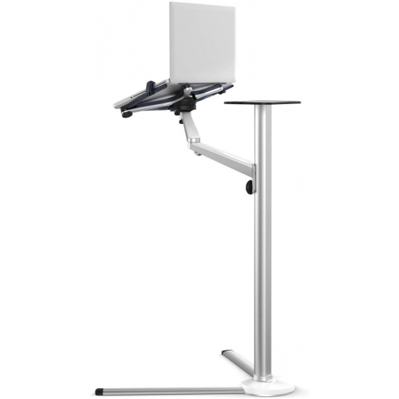 Laptop Floor Stand with Top Round Table / Support Phone & Tablet / Silver