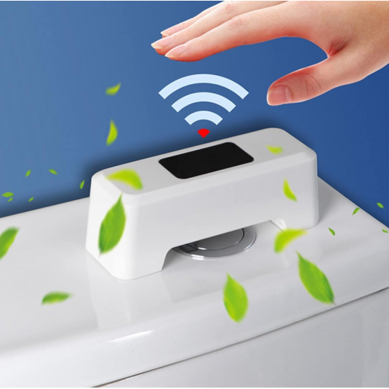 Wireless Toilet Sensor / Works When Hand Passes Over It / Battery Operated / White