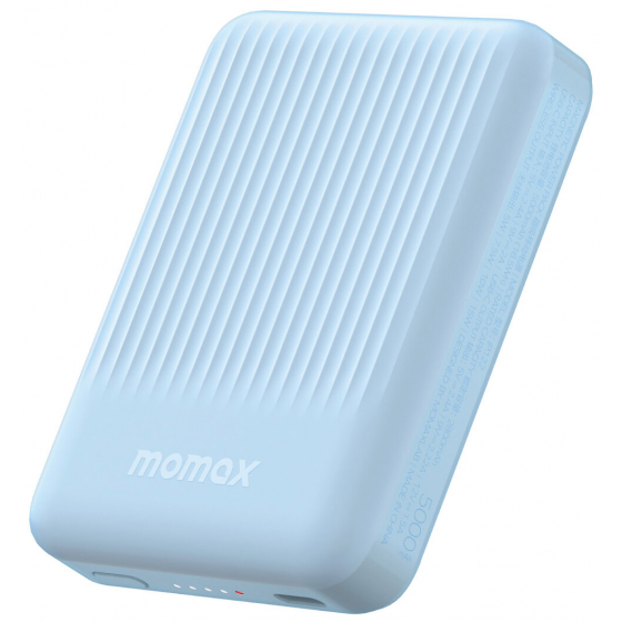 بطارية Momax Q.Mag Minimal / لاسلكية / سعة 5000 mAh / حجم صغير / تدعم MagSafe / ازرق