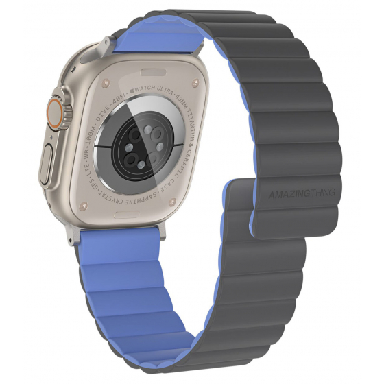 AmazingThing Smoothie Mag Band for Apple Watch / Compatible with all Watch Models and Sizes / Magnetic / Gray and Blue