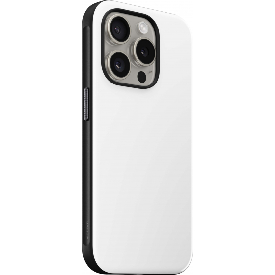 Nomad Sport Case for iPhone 15 Pro / Drop-resistant / Supports MagSafe / White with Black Frame