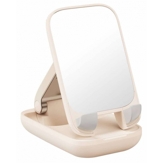 Baseus Foldable Phone Stand / Built-in Mirror / Adjustable Length / Baby Pink