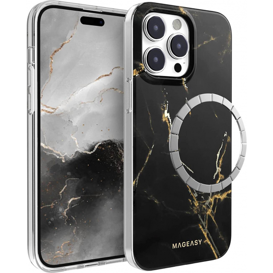 MagEasy MARBLE M Double Layer MagSafe Case / for iPhone 14 Pro Max / Black