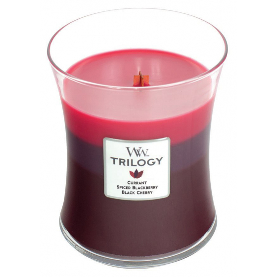 Woodwick Scented Candle / 3 Different Layers / Currant + Blackberry + Black Cherry / Medium Size