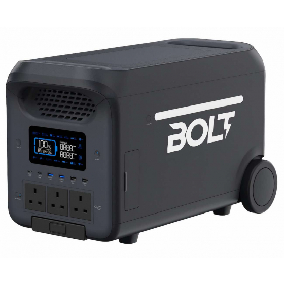 باور ستيشن من Bolt قوة 3000 واط / بطارية عملاقة / تصميم قوي / مداخل ثلاثية و USB / فلاش ليت مدمج