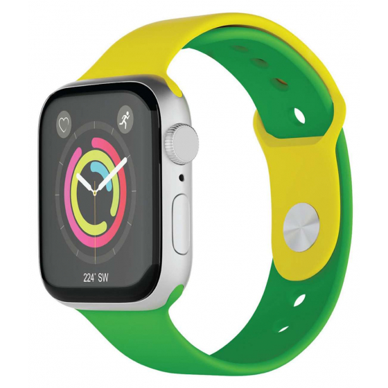 Borodo Apple Watch Strap / Size 42 / 44 / 45 / Sporty Silicone / Yellow & Green