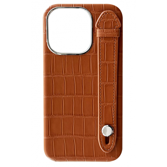 Double A iPhone 14 Pro Leather Case / Qatari Brand / Built in Handle / Brown