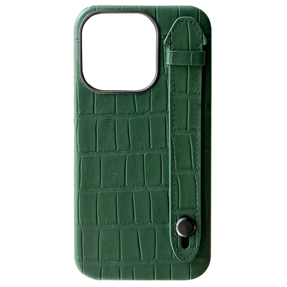 Double A iPhone 14 Pro Leather Case / Qatari Brand / Built in Handle / Green
