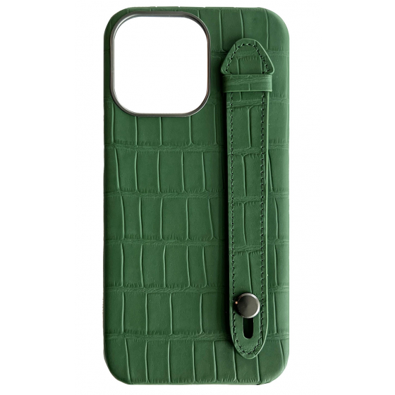 Double A iPhone 14 Pro Max Leather Case / Qatari Brand / Built in Handle / Green