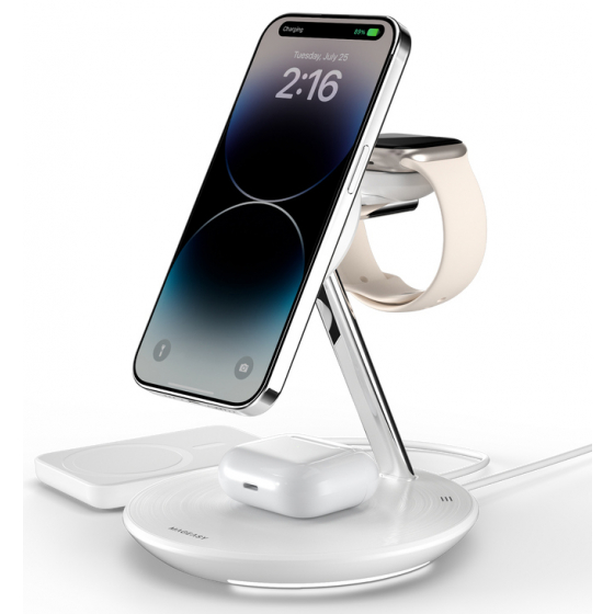 MagEasy Wireless Charger / Charges 4 Devices / Supports MagSafe / White 