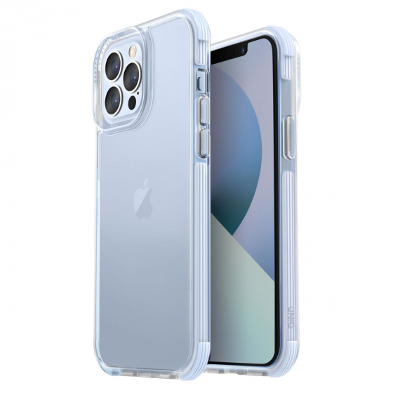 UNIQ Combat Case for iPhone 13 Pro Max / Clear / with Arctic Blue Frame