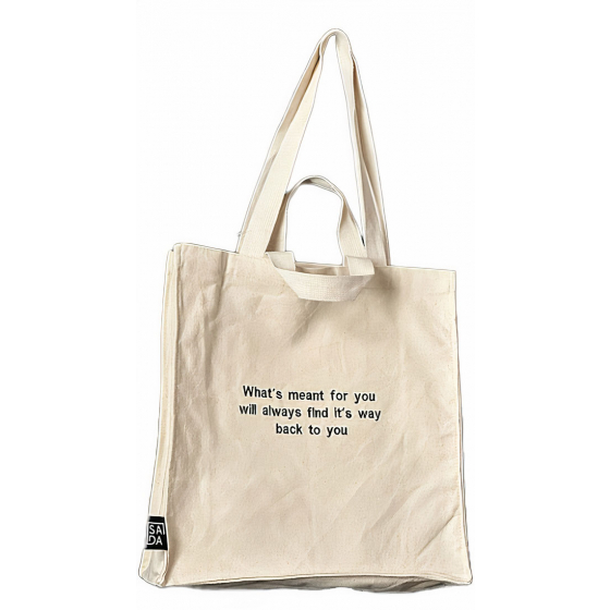 Sada Tote Bag / Whats Meant for you Embroidery / White
