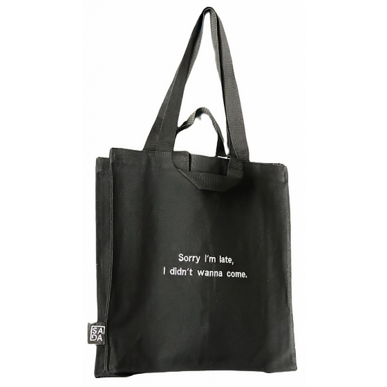 Sada Tote Bag / Sorry Im Late Embroidery / Black