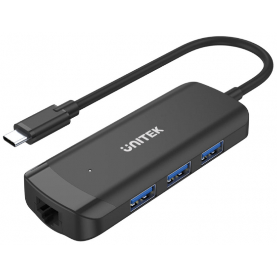 وصلة Unitek تعطيك 3 مداخل USB 3.0 مع مدخل ethernet / مدخلها الاساسي USB تايب سي