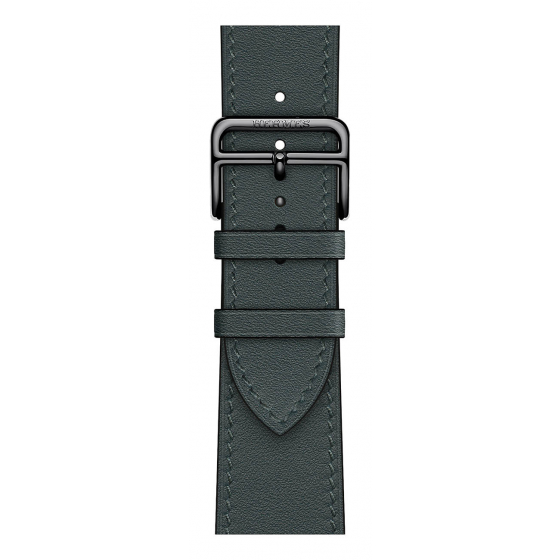 Apple Watch Hermes Strap / Leather with Steel / Vert Cypress / Size 45