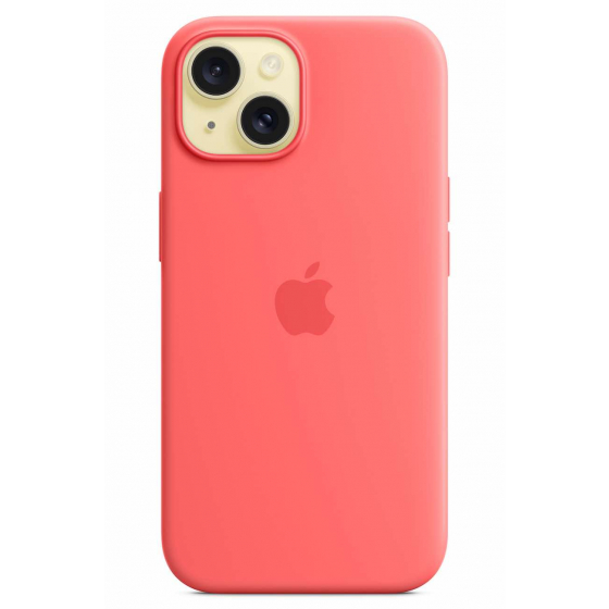 Original Apple Silicone Case for iPhone 15 / Supports MagSafe / Guava Color