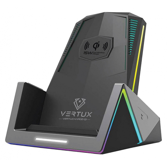 شاحن Vertux اللاسلكي للجوال مع اضاءة RGB / يشحن بالطول و العرض