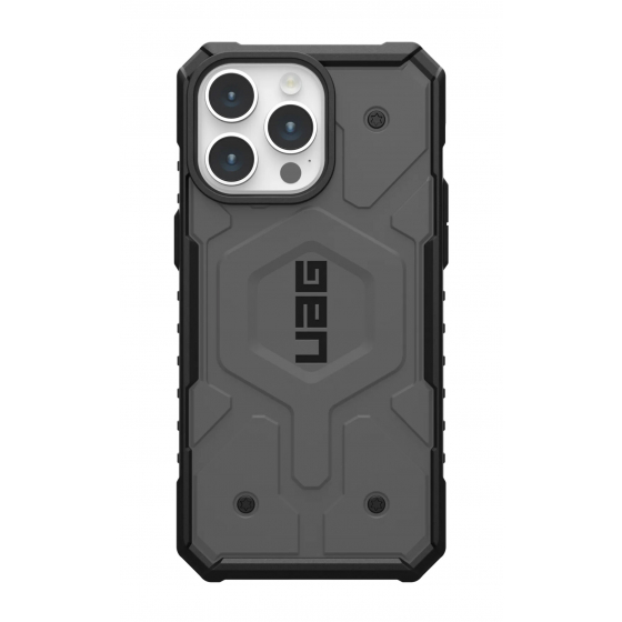UAG Pathfinder Case for iPhone 15 Pro Max / Supports MagSafe / Drop Resistant / Silver