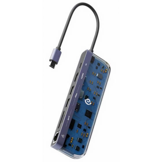 Powerology Multi-input Adapter / Small & Portable / Transparent Color / Includes Type-C Cable