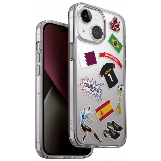 UNIQ LifePro Case for iPhone 14 / Fall Protection / MagSafe / Clear & Qatar World Cup Stickers