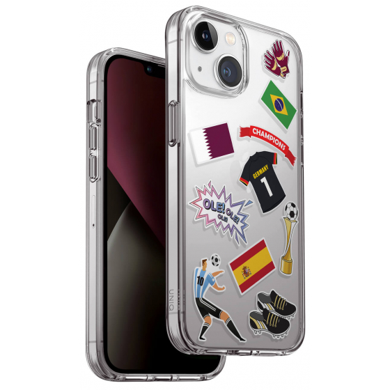 UNIQ LifePro Case for iPhone 14 Plus / Fall Protection / MagSafe / Clear & Qatar World Cup Stickers