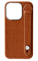 Double A iPhone 14 Pro Leather Case / Qatari Brand / Built in Handle / Brown