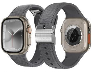 AmazingThing Titan Swift Band for Apple Watch / Sizes 44, 45, 49 / Elegant Design / Dark Gray