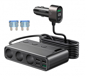 JoyRoom Car Charger / 154W Power / With 3 Lighter Sockets & 6 USB Ports