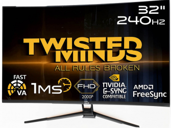 Twisted Minds 32-inch Gaming Monitor / Curved Screen / 240Hz Refresh Rate