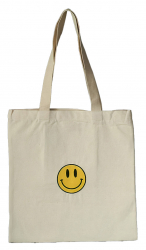 Sada Tote Bag / Smiley Face Embroidery / White